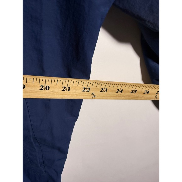 Adidas Originals Vintage Navy Blue Snap Bomber Jacket Mens Large Trefoil Striped - Picture 7 of 8